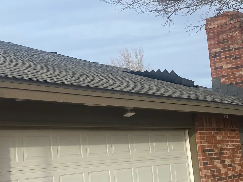 Completed shingle roof, close detail